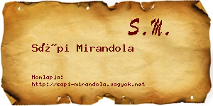 Sápi Mirandola névjegykártya